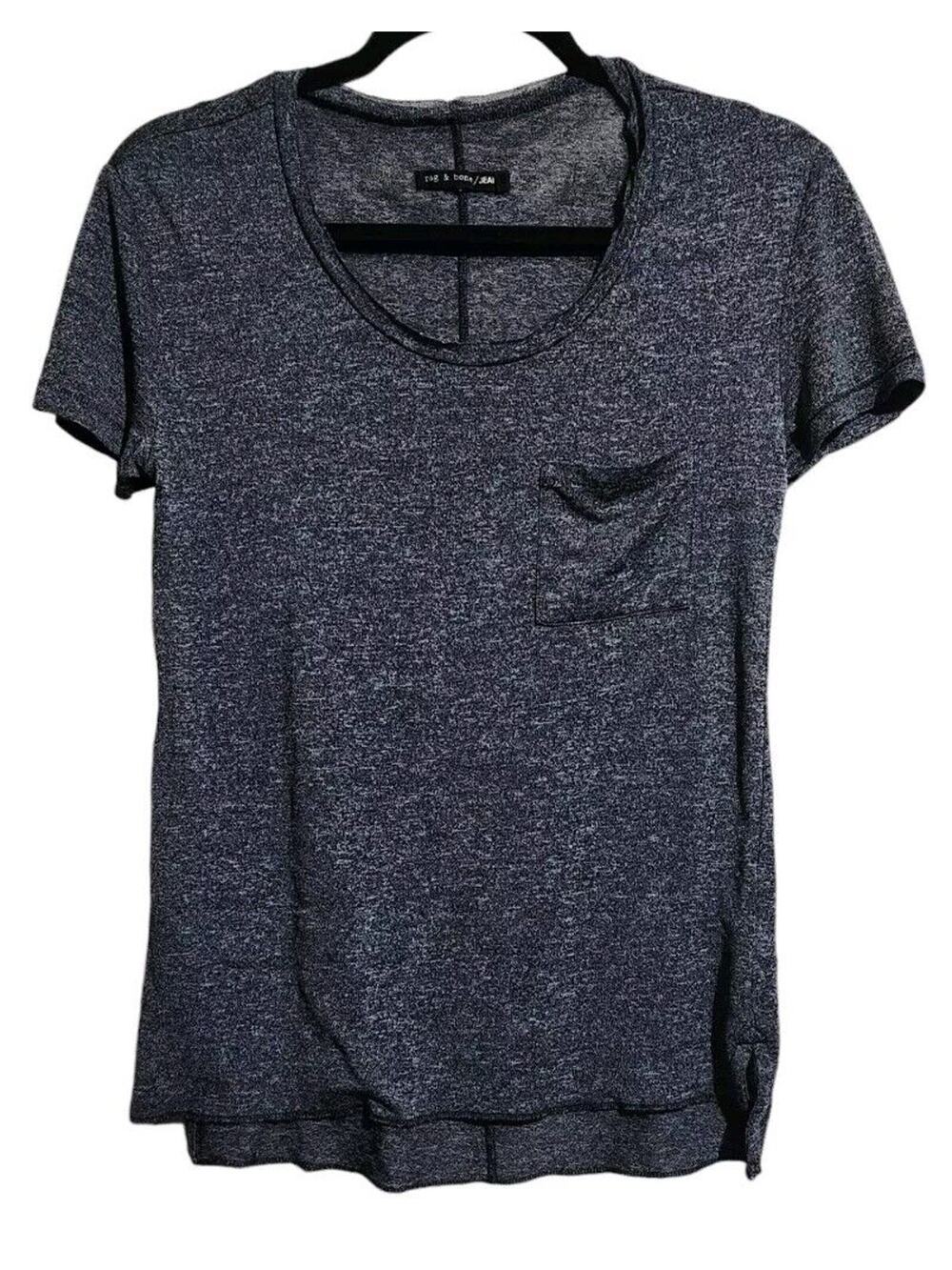 Rag & Bone Jean Womens Short Sleeve Round Neck T-Shirt Gray Sz XS Stretchy Basic
